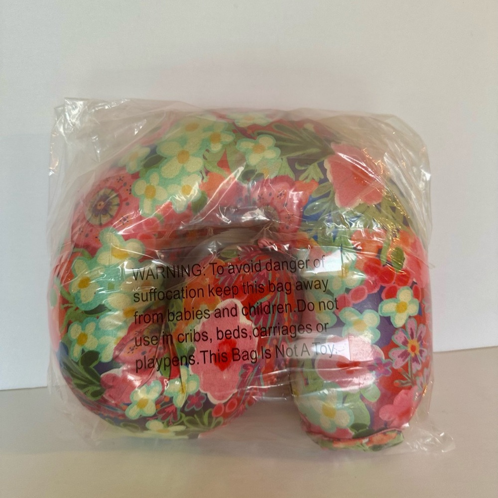 Natural Life Floral Neck Pillow - Pink and Green - Picture 4 of 5